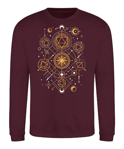 Mystical Dice Chart - d20 dice, roleplayer, rpg gamer, dungeon master, esoteric, mystical, geometric, science, solar system, tabletop, universe, astrology - Sweatshirt