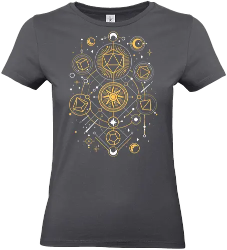 Mystical Dice Chart - d20 dice, roleplayer, rpg gamer, dungeon master, esoteric, mystical, geometric, science, solar system, tabletop, universe, astrology - Standard T-Shirt (Frauen)