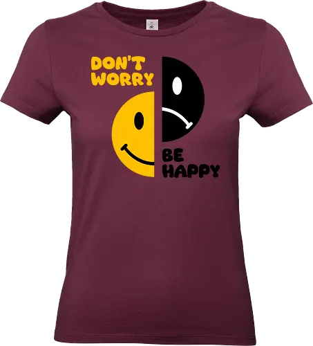 Don't Worry, Be Happy!!! - happy, smile, music, funny, pop, funny quote, funny sayings, geek, humor, ian curtis, joke, Music, meme, new order, parody, post punk, unknown pleasures, vintage - Standard T-Shirt (Frauen)