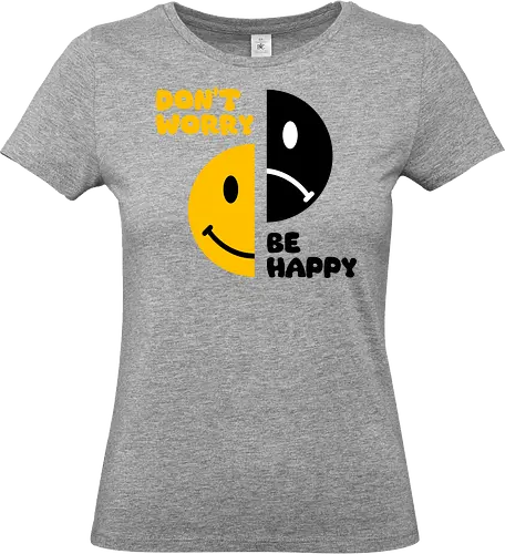 Don't Worry, Be Happy!!! - happy, smile, music, funny, pop, funny quote, funny sayings, geek, humor, ian curtis, joke, Music, meme, new order, parody, post punk, unknown pleasures, vintage - Standard T-Shirt (Frauen)