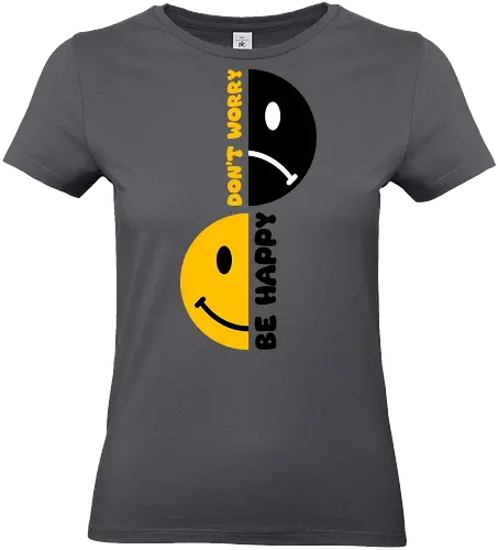 Don't Worry, Be Happy Now!!! - happy, smile, music, funny, pop, funny quote, funny sayings, geek, humor, ian curtis, joke, Music, meme, new order, parody, post punk, unknown pleasures, vintage - Standard T-Shirt (Frauen)
