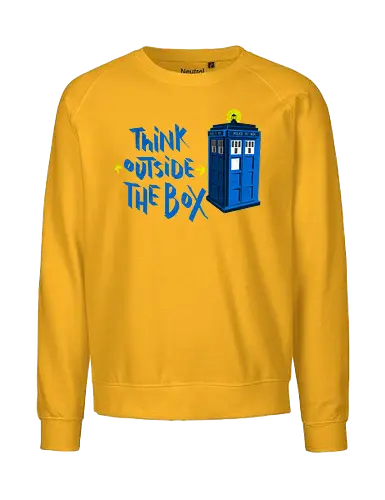 Think outside the box - Doctor, Dr Who, tardis, scifi, television, tv show, pop culture, time travel, whovian - Fairtrade Sweatshirt