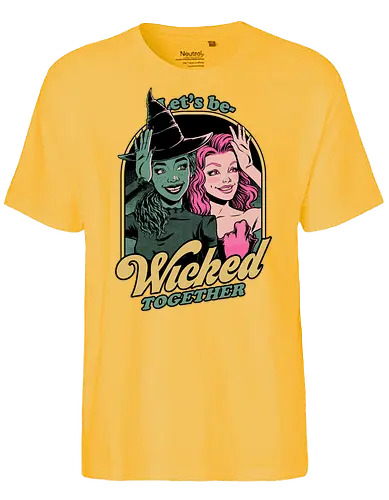 Green and Pink Witches - Wicked, Wicked Witch Of The West, Wicked Witch, Elphaba, Glinda, Wizard Of Oz, Wizard, Witch, witches, Classic, Cult Classic, Cult, Cult Films, Movie, Book, Play, Movie Theater, Theater, Retro, Retro Vintage, Vintage, Fantasy, Adventure, Music, Musical, Pink, green - Fairtrade T-Shirt