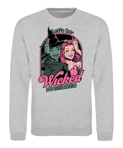 Green Pink Witches - Wicked, Wicked Witch Of The West, Wicked Witch, Elphaba, Glinda, Wizard Of Oz, Wizard, Witch, witches, Classic, Cult Classic, Cult, Cult Films, Movie, Book, Play, Movie Theater, Theater, Retro, Retro Vintage, Vintage, Fantasy, Adventure, Music, Musical, Pink, green - Sweatshirt