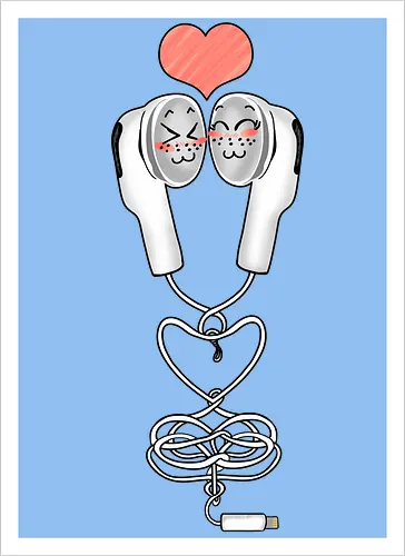 Earbuds Tangled In Love (Verliebte verknotete Ohrhörer)