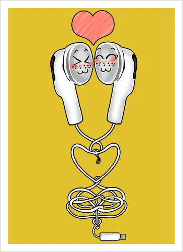Earbuds Tangled In Love (Verliebte verknotete Ohrhörer)