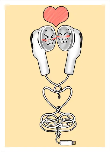 Earbuds Tangled In Love (Verliebte verknotete Ohrhörer)