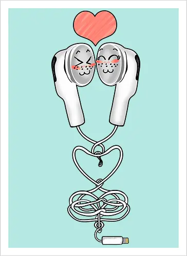 Earbuds Tangled In Love (Verliebte verknotete Ohrhörer)