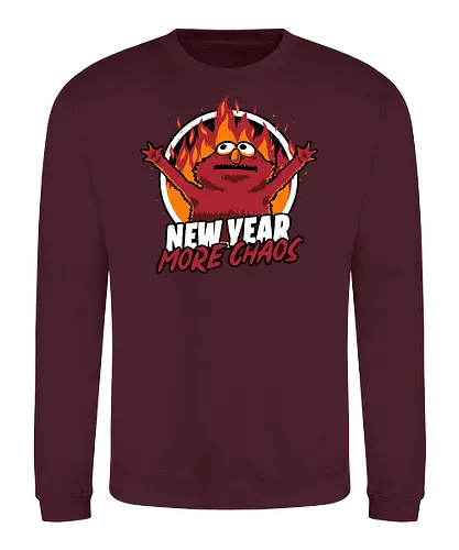 New Year More Chaos  - puppet, fire, elmo, puppet, tv show, retro, classic, vintage, the muppets show, internet, meme, irony, sarcasm, new year, réveillon, New Year's Eve, fun, funny, anxiety, fire, chaos - Sweatshirt
