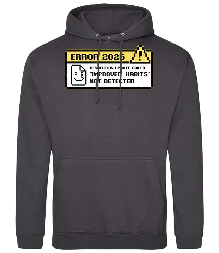 New Year Resolutions 2025 - pixel art, retro, vintage, classic, pop up, computer, graphics, Resolutions, irony, sarcasm, depression, new year, réveillon, New Year's Eve, fun, funny, anxiety - Standard Hoodie