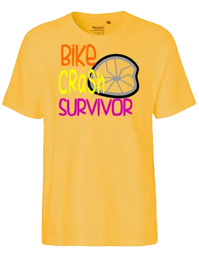 Bike Crash Survivor (Fahrradunfall-Überlebender) - Fahrrad, Unfall, Überlebender, Humor, lustig, Mountainbike, Radfahren, Outdoor, Abenteuer, Sport, Resilienz, Design, Sturz, Lachen, Radfahrer, Berge, Natur, Fahrradfahrer, Motivation, Durchhaltevermögen - Fairtrade T-Shirt