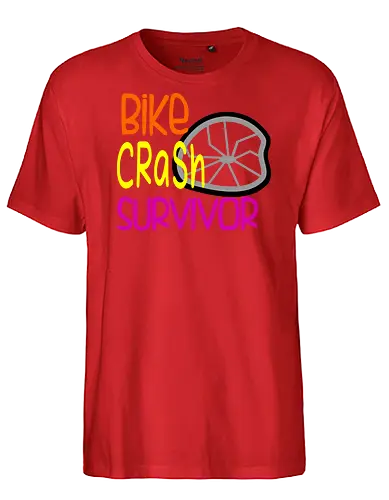 Bike Crash Survivor (Fahrradunfall-Überlebender) - Fahrrad, Unfall, Überlebender, Humor, lustig, Mountainbike, Radfahren, Outdoor, Abenteuer, Sport, Resilienz, Design, Sturz, Lachen, Radfahrer, Berge, Natur, Fahrradfahrer, Motivation, Durchhaltevermögen - Fairtrade T-Shirt