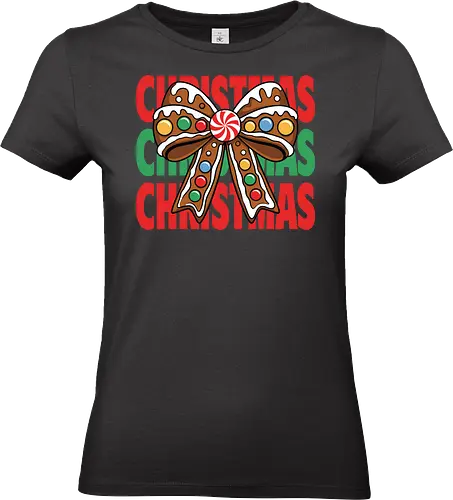 CHRISTMAS - gingerbread, bow, christmas, candy, peppermint, festive, holiday, colorful, design, decorative - Standard T-Shirt (Frauen)