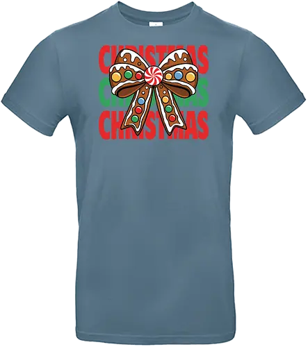 CHRISTMAS - gingerbread, bow, christmas, candy, peppermint, festive, holiday, colorful, design, decorative - Standard T-Shirt