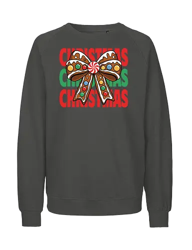CHRISTMAS - gingerbread, bow, christmas, candy, peppermint, festive, holiday, colorful, design, decorative - Fairtrade Sweatshirt