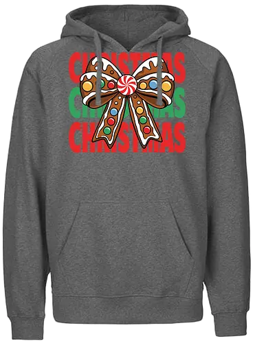 CHRISTMAS - gingerbread, bow, christmas, candy, peppermint, festive, holiday, colorful, design, decorative - Fairtrade Hoodie