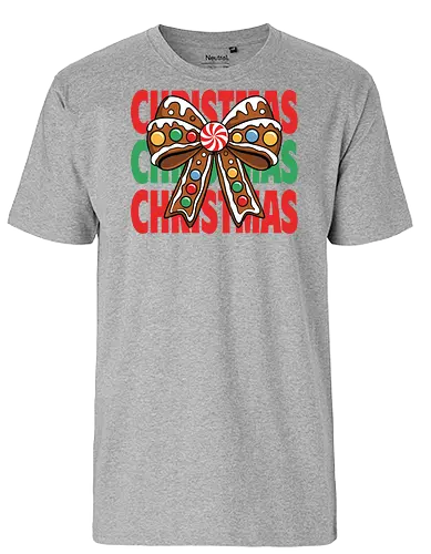 CHRISTMAS - gingerbread, bow, christmas, candy, peppermint, festive, holiday, colorful, design, decorative - Fairtrade T-Shirt
