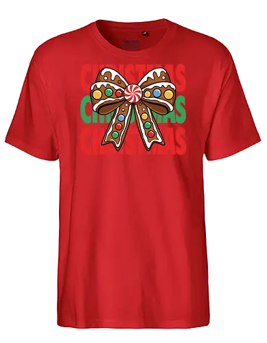 CHRISTMAS - gingerbread, bow, christmas, candy, peppermint, festive, holiday, colorful, design, decorative - Fairtrade T-Shirt