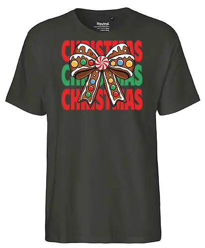 CHRISTMAS - gingerbread, bow, christmas, candy, peppermint, festive, holiday, colorful, design, decorative - Fairtrade T-Shirt