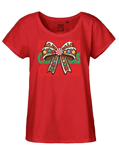 CHRISTMAS - gingerbread, bow, christmas, candy, peppermint, festive, holiday, colorful, design, decorative - Fairtrade Girl Shirt