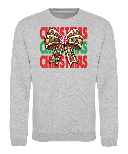 CHRISTMAS - gingerbread, bow, christmas, candy, peppermint, festive, holiday, colorful, design, decorative - Sweatshirt