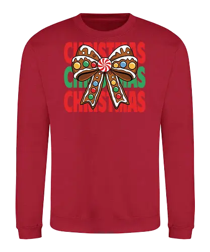 CHRISTMAS - gingerbread, bow, christmas, candy, peppermint, festive, holiday, colorful, design, decorative - Sweatshirt
