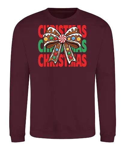 CHRISTMAS - gingerbread, bow, christmas, candy, peppermint, festive, holiday, colorful, design, decorative - Sweatshirt