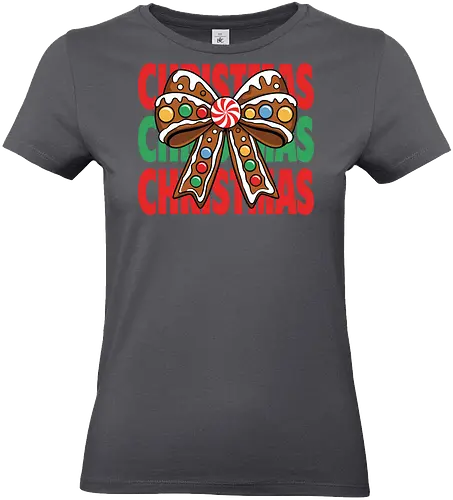 CHRISTMAS - gingerbread, bow, christmas, candy, peppermint, festive, holiday, colorful, design, decorative - Standard T-Shirt (Frauen)