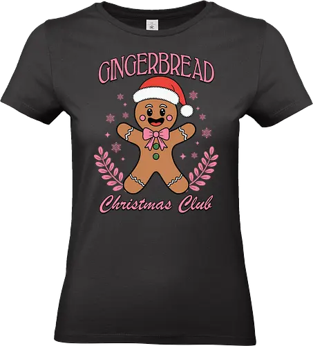 Gingerbread Christmas Club - gingerbread man, santa hat, christmas, festive, holiday, smile, snowflakes, club, leaves - Standard T-Shirt (Frauen)