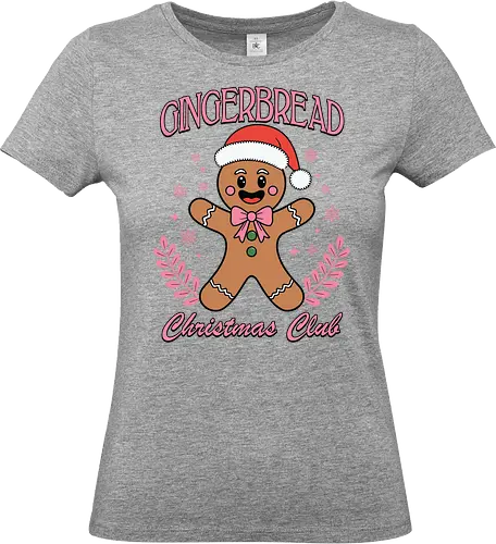 Gingerbread Christmas Club - gingerbread man, santa hat, christmas, festive, holiday, smile, snowflakes, club, leaves - Standard T-Shirt (Frauen)