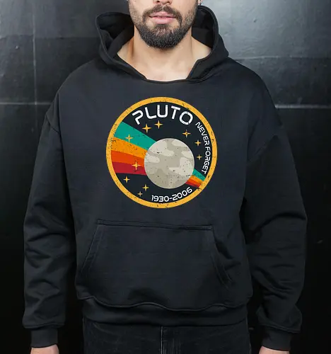 Pluto never forget - pluto, planets, solar system, galaxy, retro, vintage - Cropped Hoodie