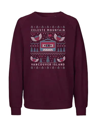 Celeste Mountain Ugly Sweater - celeste, celeste game, madeline, strawberry, strawberries, gaming, gamer, celeste mountain, video game, video games, videogame, videogames, indie, indie game, christmas, xmas, ugly christmas sweater - Fairtrade Sweatshirt