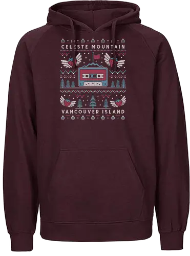 Celeste Mountain Ugly Sweater - celeste, celeste game, madeline, strawberry, strawberries, gaming, gamer, celeste mountain, video game, video games, videogame, videogames, indie, indie game, christmas, xmas, ugly christmas sweater - Fairtrade Hoodie