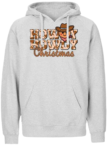 Howdy Howdy Christmas - cowboy, christmas, western, emoji, hat, bandana, festive, cute - Fairtrade Hoodie