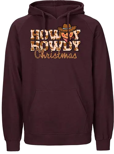 Howdy Howdy Christmas - cowboy, christmas, western, emoji, hat, bandana, festive, cute - Fairtrade Hoodie
