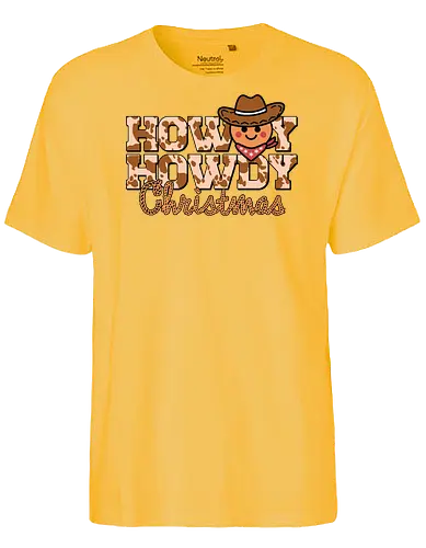 Howdy Howdy Christmas - cowboy, christmas, western, emoji, hat, bandana, festive, cute - Fairtrade T-Shirt