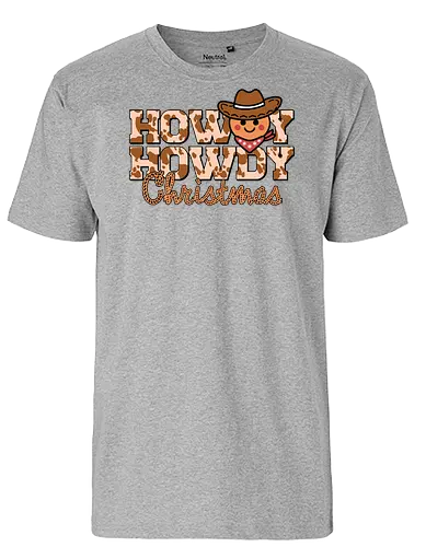 Howdy Howdy Christmas - cowboy, christmas, western, emoji, hat, bandana, festive, cute - Fairtrade T-Shirt