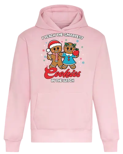 I teach the smartest cookies in the batch - gingerbread, holiday, festive, santa hat, apple, cookies, teaching, christmas, cartoon, humor - Heavyweight Hoodie