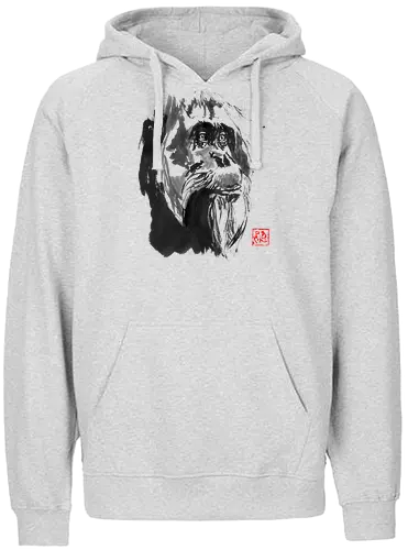 orangutan paper - orangutan, ape, sumie, japan - Fairtrade Hoodie