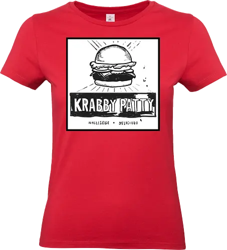 Wholesome Delicious (Herzhaft und köstlich) - Burger, Pop-Art, Kunst, Kultur, ikonisch, köstlich, minimalistisch, Design, Retro, Fastfood, Illustration, kreativ, Stil, Künstler, lecker, Snack, Essen, modern, Grafik, Inspiration, pop culture, sponge, nautical, ocean, water, krabby, bob, andy, warhol, hamburger, minimalistic, black and white - Standard T-Shirt (Frauen)