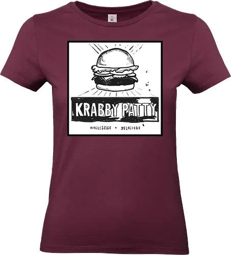 Wholesome Delicious (Herzhaft und köstlich) - Burger, Pop-Art, Kunst, Kultur, ikonisch, köstlich, minimalistisch, Design, Retro, Fastfood, Illustration, kreativ, Stil, Künstler, lecker, Snack, Essen, modern, Grafik, Inspiration, pop culture, sponge, nautical, ocean, water, krabby, bob, andy, warhol, hamburger, minimalistic, black and white - Standard T-Shirt (Frauen)