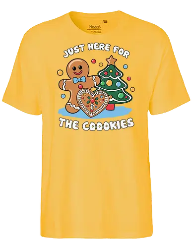 Just here for the cookies - gingerbread, christmas tree, baubles, festive, holiday, cookies, decoration, cheerful, colorfu - Fairtrade T-Shirt