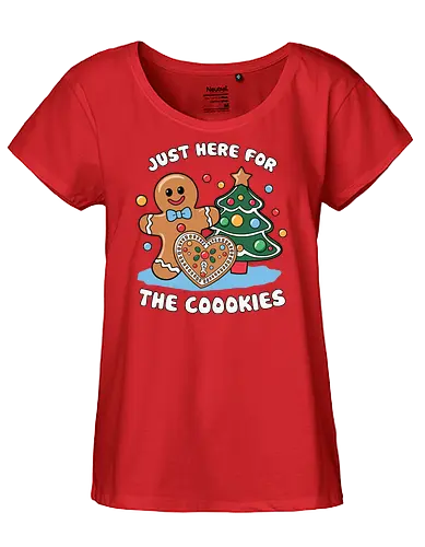 Just here for the cookies - gingerbread, christmas tree, baubles, festive, holiday, cookies, decoration, cheerful, colorfu - Fairtrade Girl Shirt