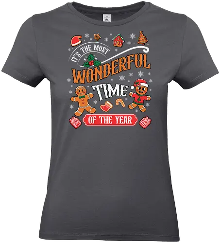 It's the Most Wonderful Time of the Year - holiday, christmas, gingerbread, festive, snowflakes, decorations, celebration, cheerful, winter, typography - Standard T-Shirt (Frauen)