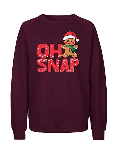 OH SNAP - gingerbread, holiday, christmas, humor, santa hat, scarf, festive, playful - Fairtrade Sweatshirt