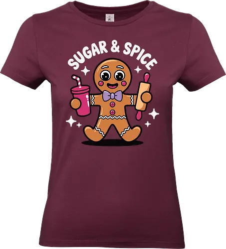 Sugar & Spice - gingerbread, cute, drink, rolling pin, stars, cartoon, baking, dessert, happy, fun - Standard T-Shirt (Frauen)