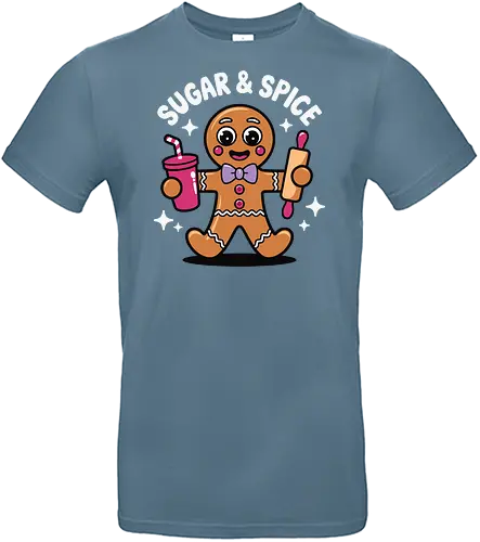 Sugar & Spice - gingerbread, cute, drink, rolling pin, stars, cartoon, baking, dessert, happy, fun - Standard T-Shirt