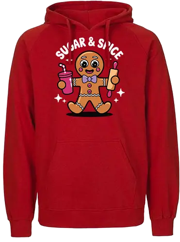 Sugar & Spice - gingerbread, cute, drink, rolling pin, stars, cartoon, baking, dessert, happy, fun - Fairtrade Hoodie