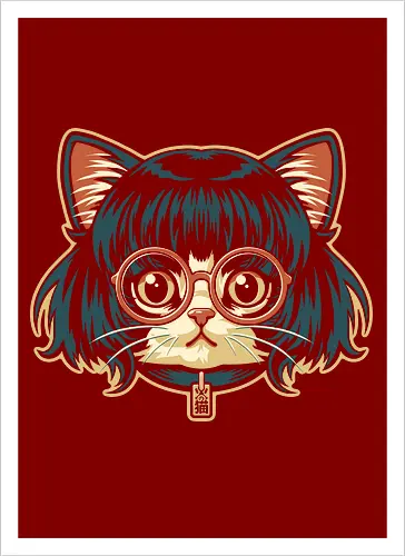 Cute Bob Hair Cat wear Sunglasses