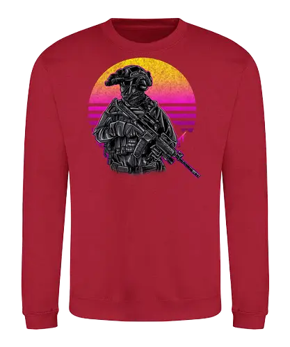 first fighter  - soldier, warrior, navyseals, retro, vintage, classic, cool, blackops, army, patriot, pride, tactical - Sweatshirt
